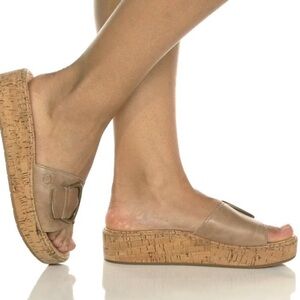 Born Taupe Cork Wedge Slide Sandals